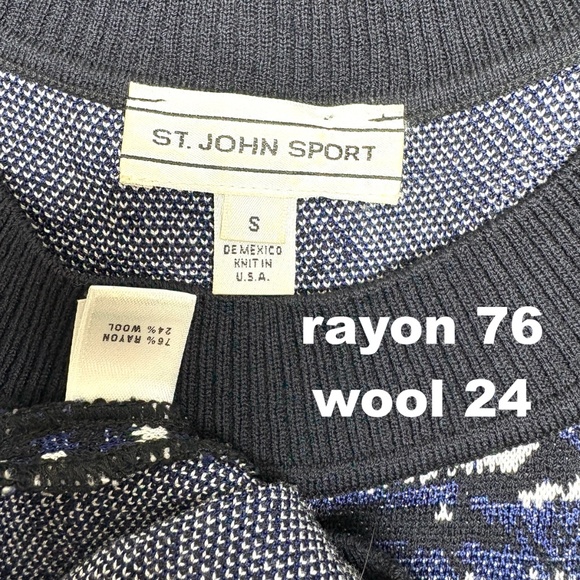vest top ST JOHN vintage S blue black rayon wool knit pullover classic boho goth - Picture 7 of 8
